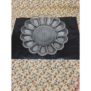 Vintage Indiana Glass Hobnail Deviled Egg Oyster Platter Clear Glass 15 Eggs 11”